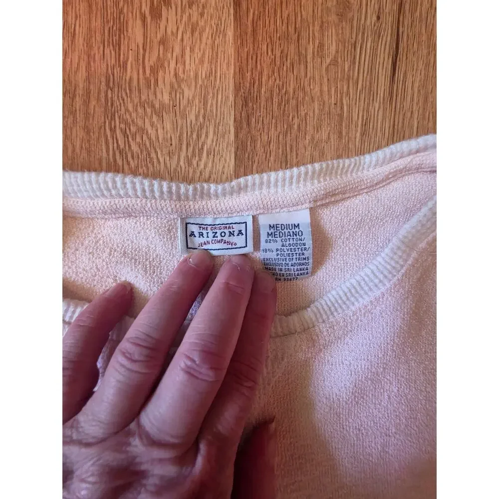 Arizona Terry Cloth Lounge Set Pink 2PC Crop Sweatshirt Shorts Medium Y2K Cozy